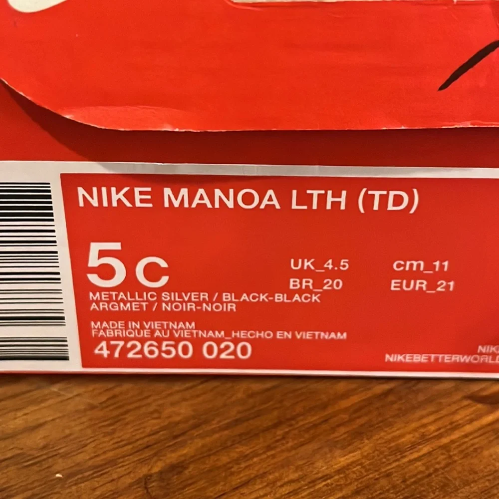 Nike Manoa LTH TD Boots silver black Toddlers Boys Girls 472650 020 Size 5C sz 5
